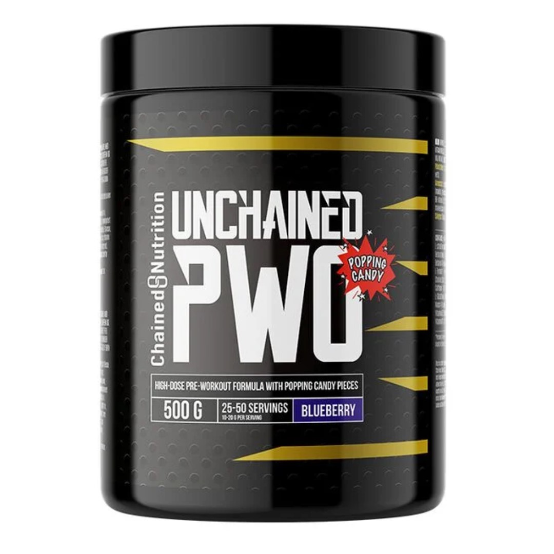 Unchained PWO, 500g, Blueberry  i gruppen Kosttillskott / PWO - Prestationshöjande / PWO med koffein hos Golden Athlete (111391)