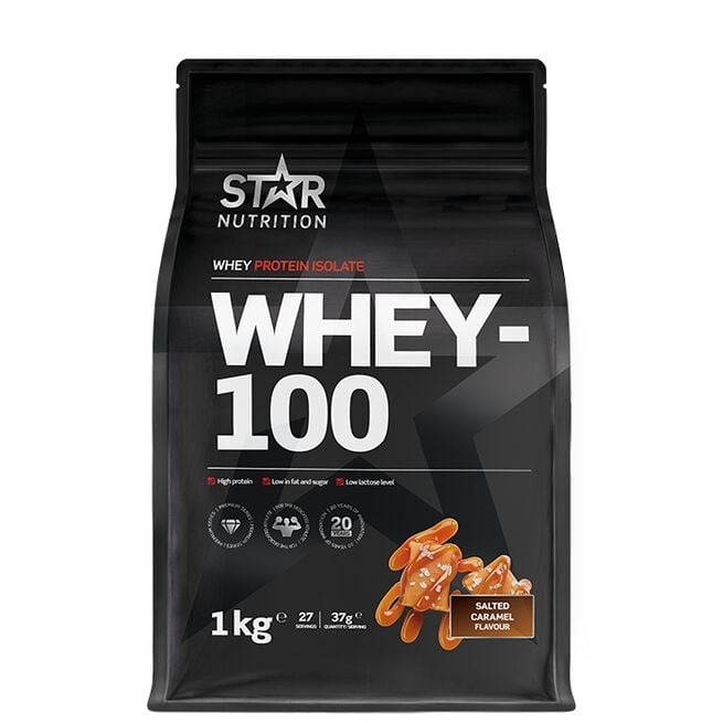 Whey-100, 1kg Salted Caramel i gruppen Kosttillskott / Proteintillskott / Vassleprotein hos Golden Athlete (111616)