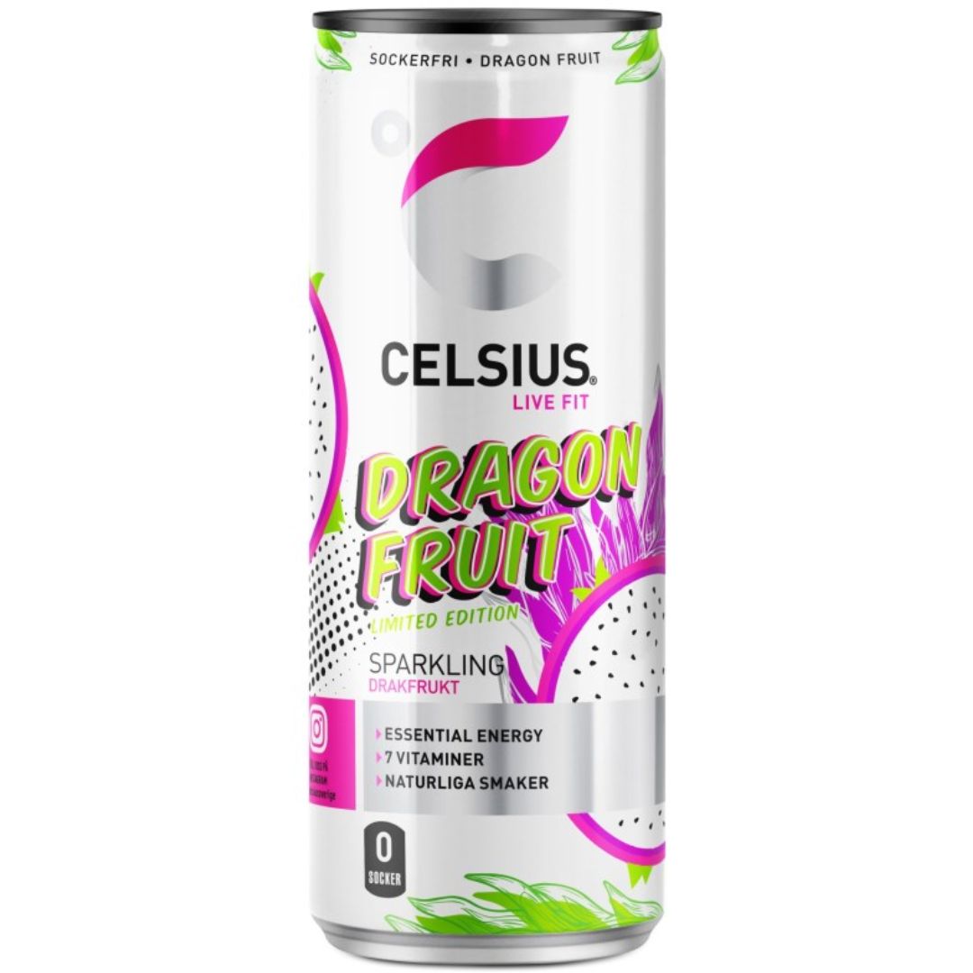 Celsius, 355 ml, Dragon Fruit i gruppen Kosttillskott / Drycker / Energidryck hos Golden Athlete (112251)