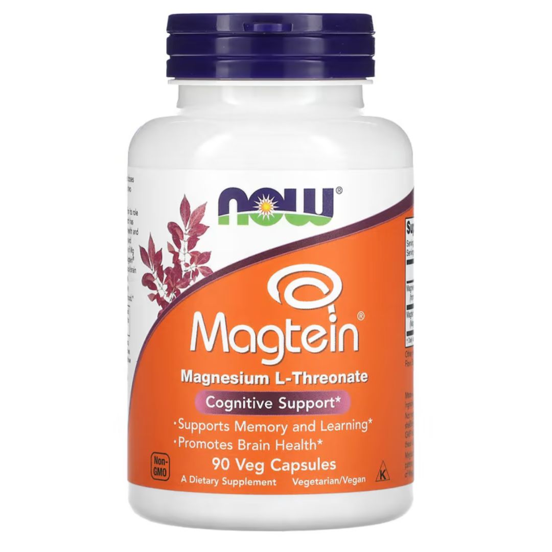 NOW Foods, Magtein®, Magnesium L-treonat, 90 Vegetariska Kapslar i gruppen Kosttillskott / Vitaminer & Mineraler / Mineraler - Antioxidanter hos Golden Athlete (112504)