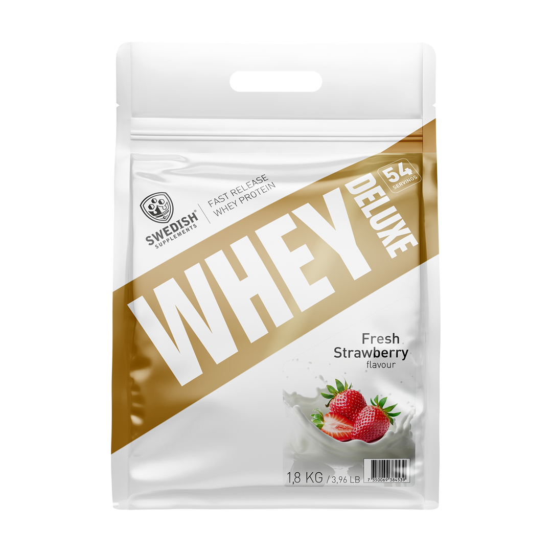 Whey Deluxe - 1800g  Fresh Strawberry i gruppen Kosttillskott / Proteintillskott / Vassleprotein hos Golden Athlete (12341-1)
