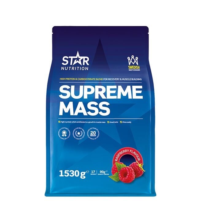 Supreme Mass, 1530 g, Raspberry i gruppen Kosttillskott / Gainers & Återhämtning hos Golden Athlete (564)