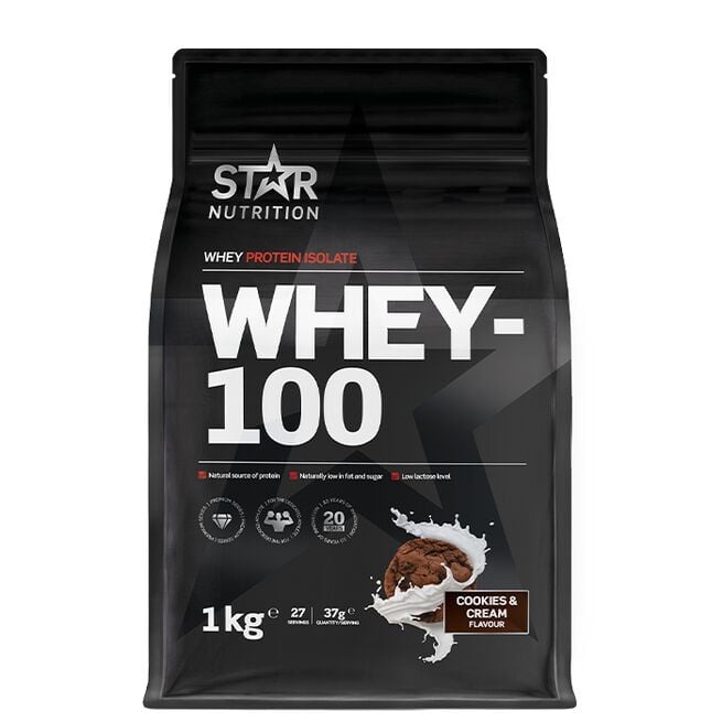 Whey-100, 1kg Cookies & Cream i gruppen Kosttillskott / Proteintillskott / Vassleprotein hos Golden Athlete (5791)