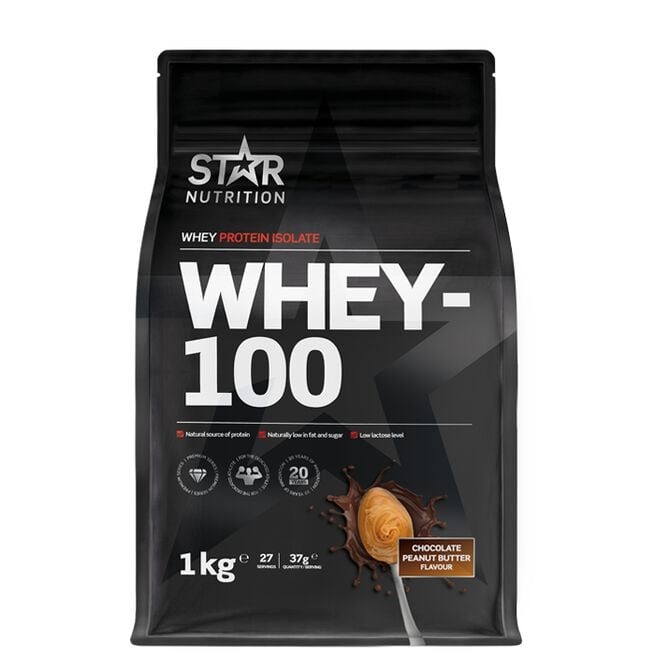 Whey-100, 1kg Chocolate Peanaut butter i gruppen Kosttillskott / Proteintillskott / Vassleprotein hos Golden Athlete (5792)