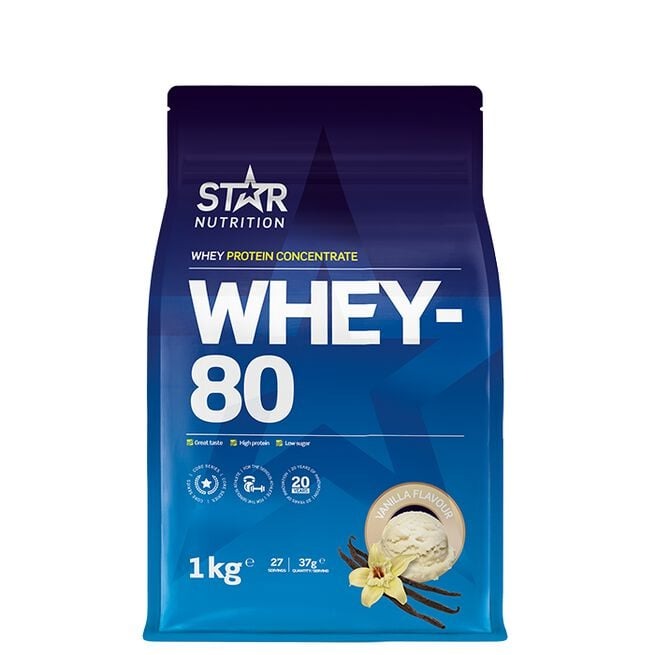 Whey-80, 1kg Vanilla i gruppen Kosttillskott / Proteintillskott / Vassleprotein hos Golden Athlete (587)