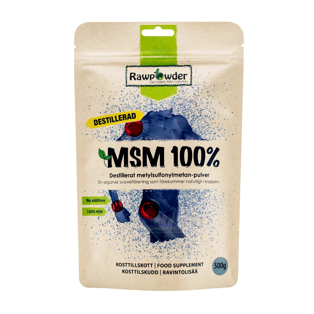 MSM 100%, Destillerad Metylsulfonymetan, 500 g i gruppen Kosttillskott / Leder & Muskler hos Golden Athlete / Performance R us (A90001-91)