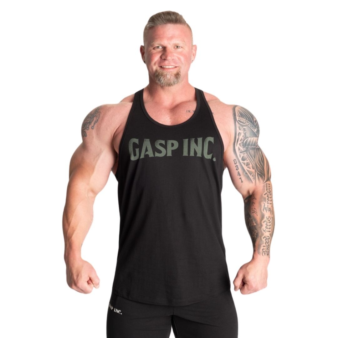 Gasp Essential T-Back Black/Green i gruppen Kläder / Linnen hos Golden Athlete (G-ESNTBACK)