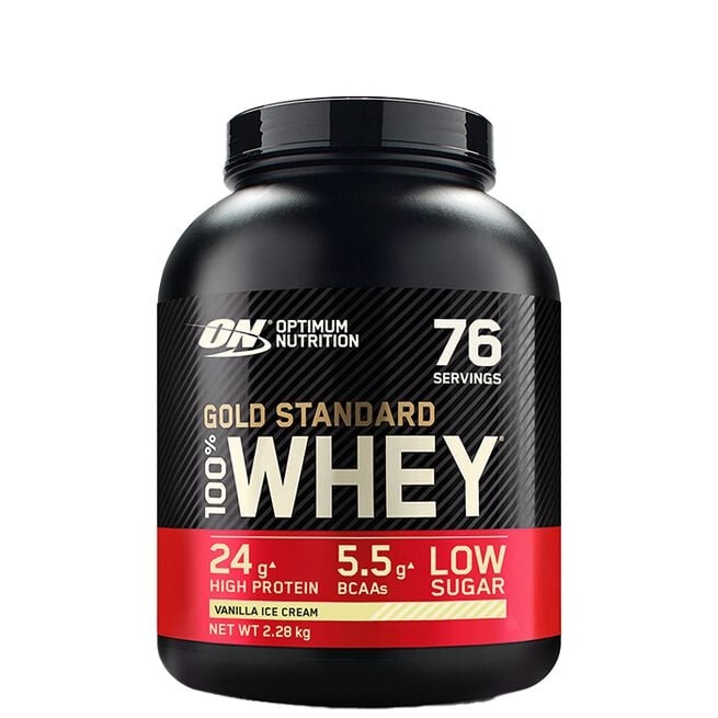 100% Whey Gold Standard Vassleprotein 2273 g , Vanilla Ice Cream i gruppen Kosttillskott / Proteintillskott / Vassleprotein hos Golden Athlete (Optimum-0035)