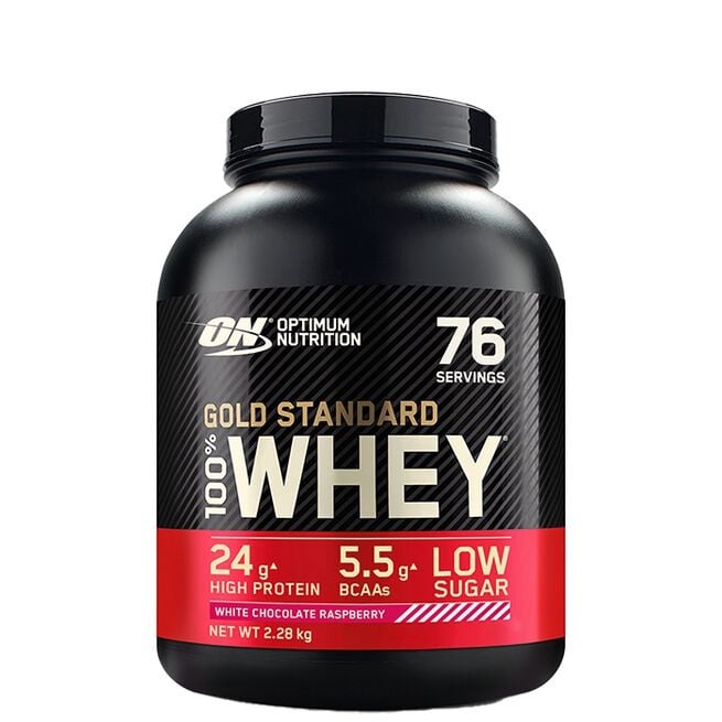 Optimum Nutrition 100% Whey Gold Standard Vassleprotein 2273 g , White Chocolate Raspberry i gruppen Kosttillskott / Proteintillskott / Vassleprotein hos Golden Athlete (Optimum-0036)