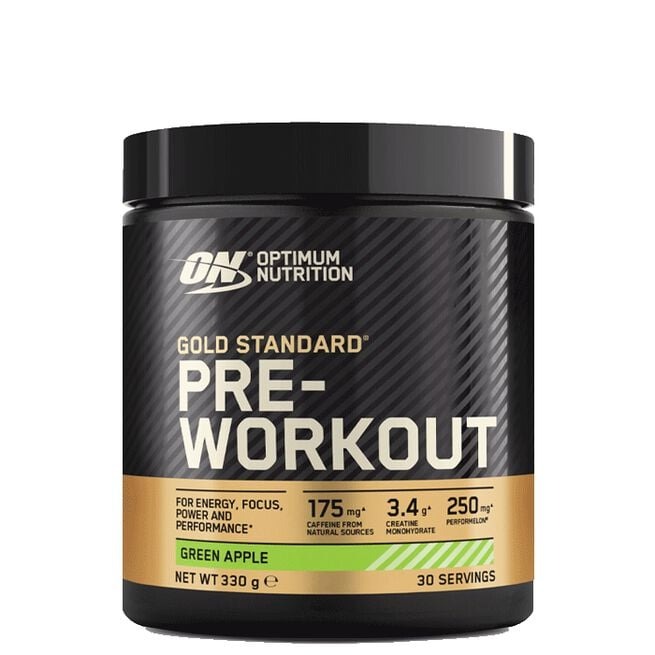 Optimum Nutrition Gold Standard Pre Workout 330g, Green Apple i gruppen Kosttillskott / PWO - Prestationshöjande / PWO med koffein hos Golden Athlete (Optimum-0071)