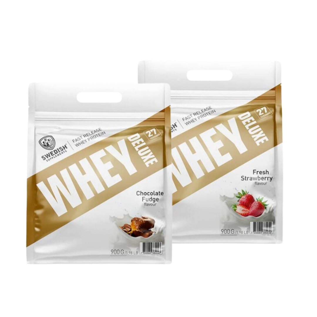 2 x Whey Protein deluxe - 900g i gruppen Kosttillskott / Mix & Match hos Golden Athlete (SETSSWHEYDELUXE900G2)