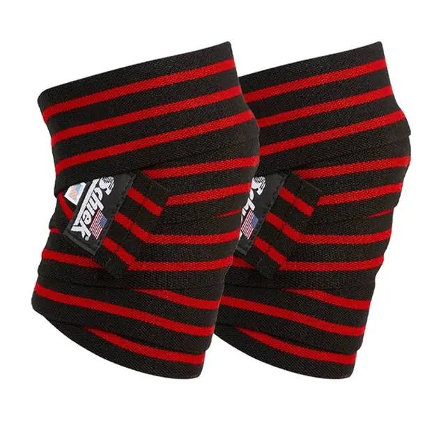 Knee Wraps – Black/Red, Velcro i gruppen Träningstillbehör / Knä & Handledslindor hos Golden Athlete (SSI1178B)