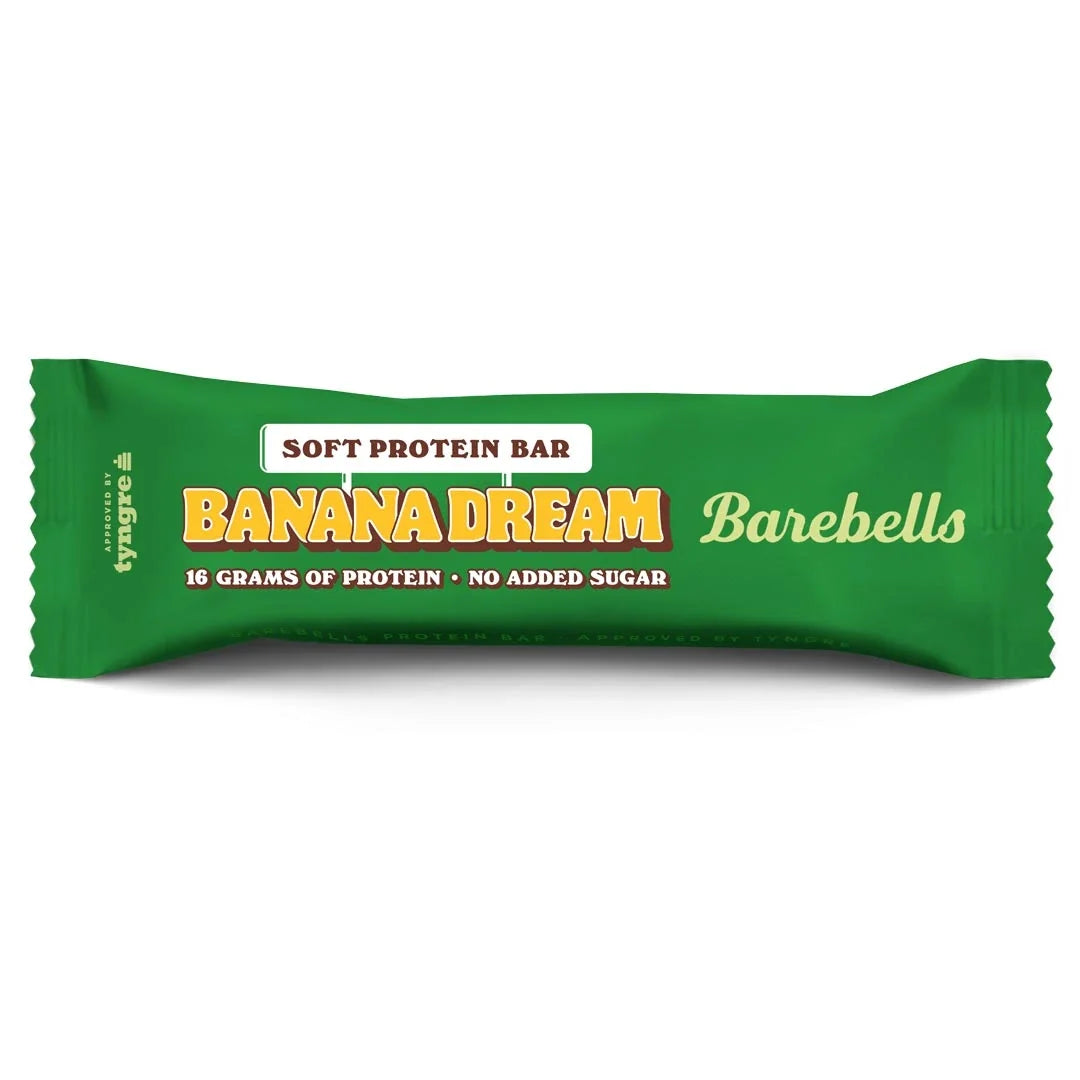 Barebells Soft protein bar 55 g i en grön förpackning för smaken Banana Dream., bild 6 av 21