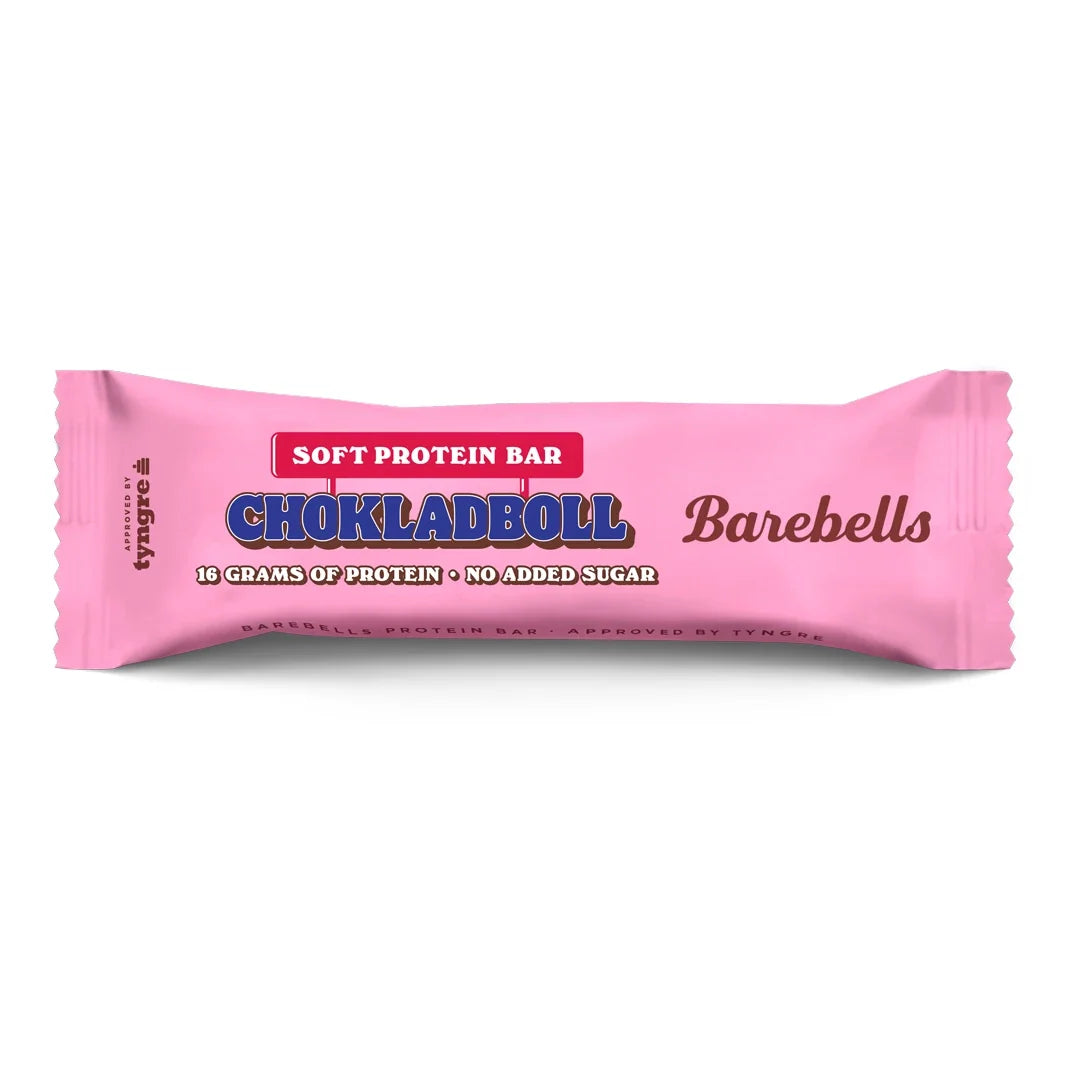 Barebells Soft protein bar 55 g i en rosa förpackning för smaken Chokladboll., bild 11 av 21