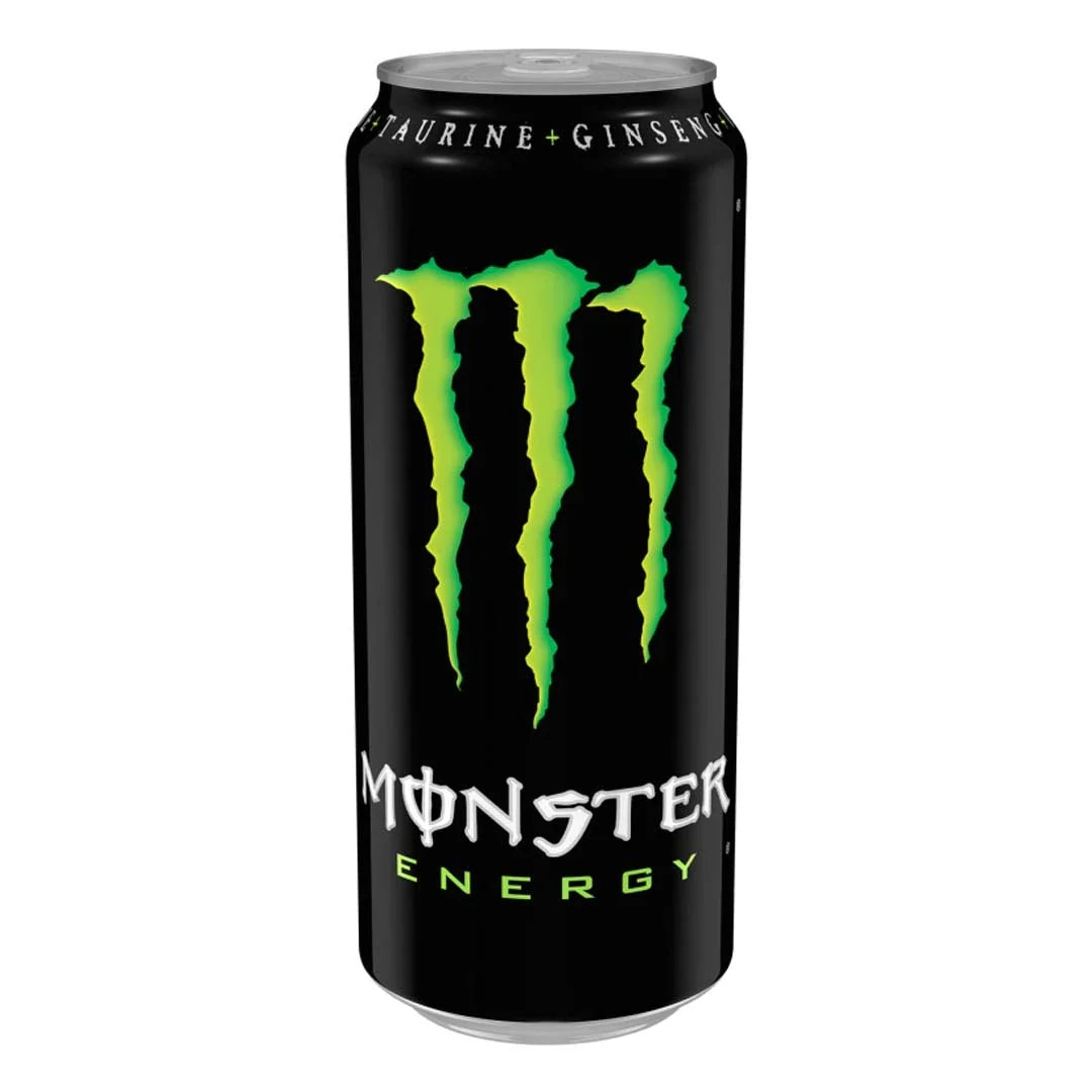 Monster Energy 500 ml kolsyrad dryck i en svart burk med grön logotyp för smaken Original., bild 1 av 20