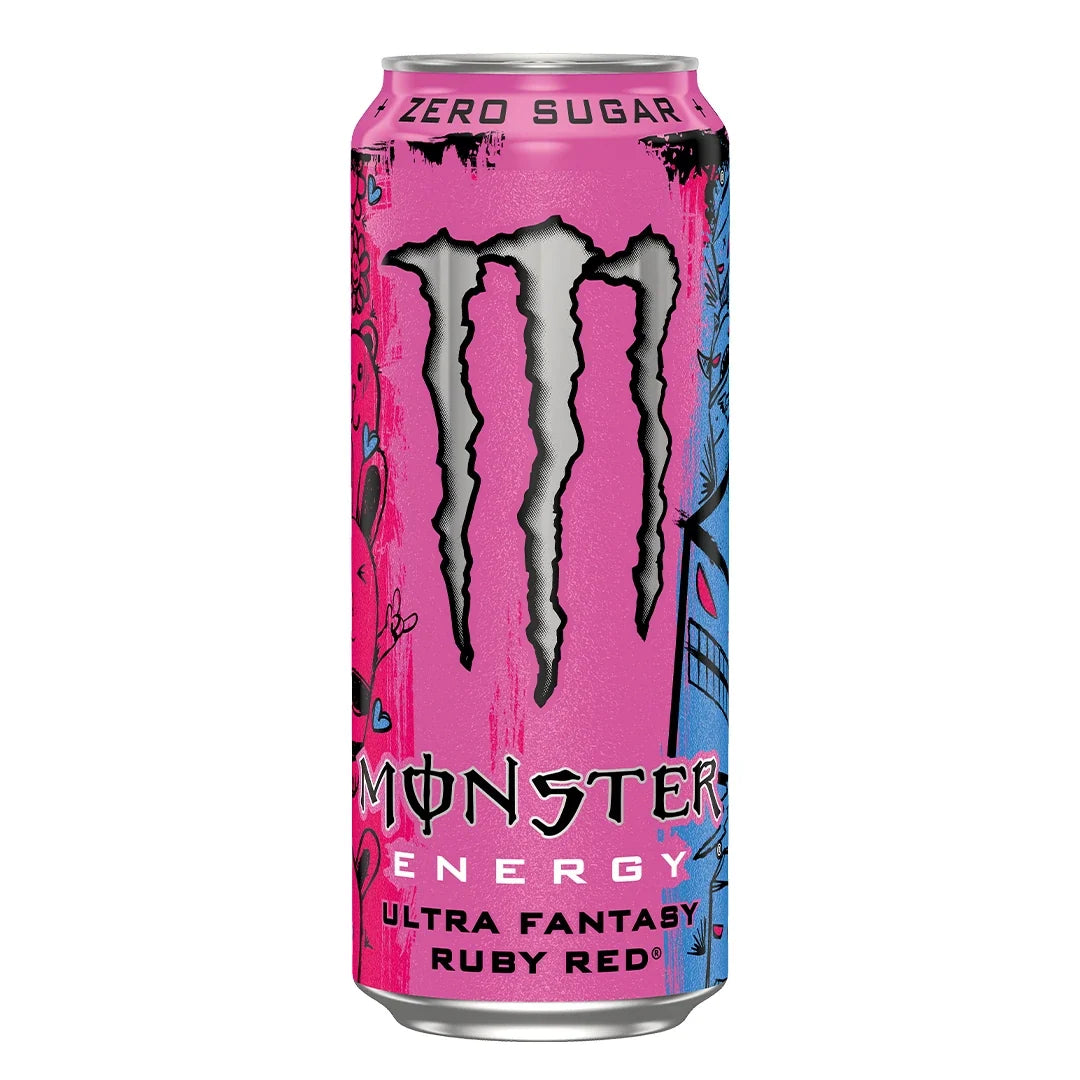 Monster Energy 500 ml i en rosa och blå burk för den sockerfria smaken Ultra Fantasy Ruby Red., bild 17 av 20