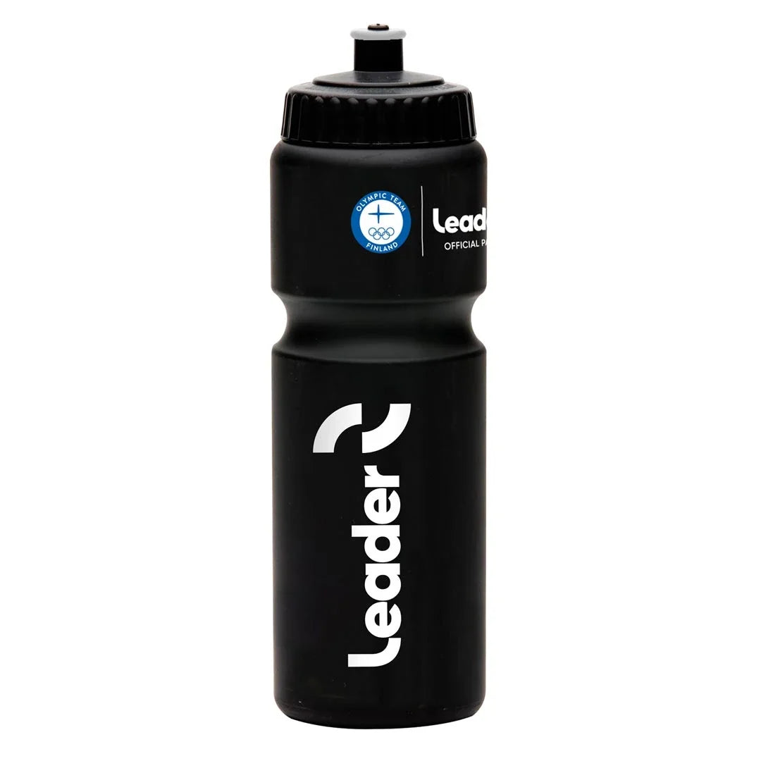 Leader Olympic Team Drinking Bottle 750 ml är en svart sportflaska med klassisk design, utformad för cykelhållare., bild 1 av 2