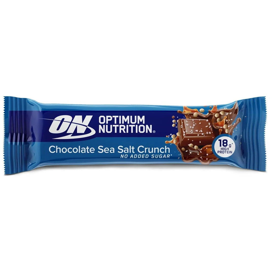 Optimum Nutrition Chocolate Protein Bar 59 g i en blå förpackning för smaken Sea Salt Crunch., bild 3 av 3