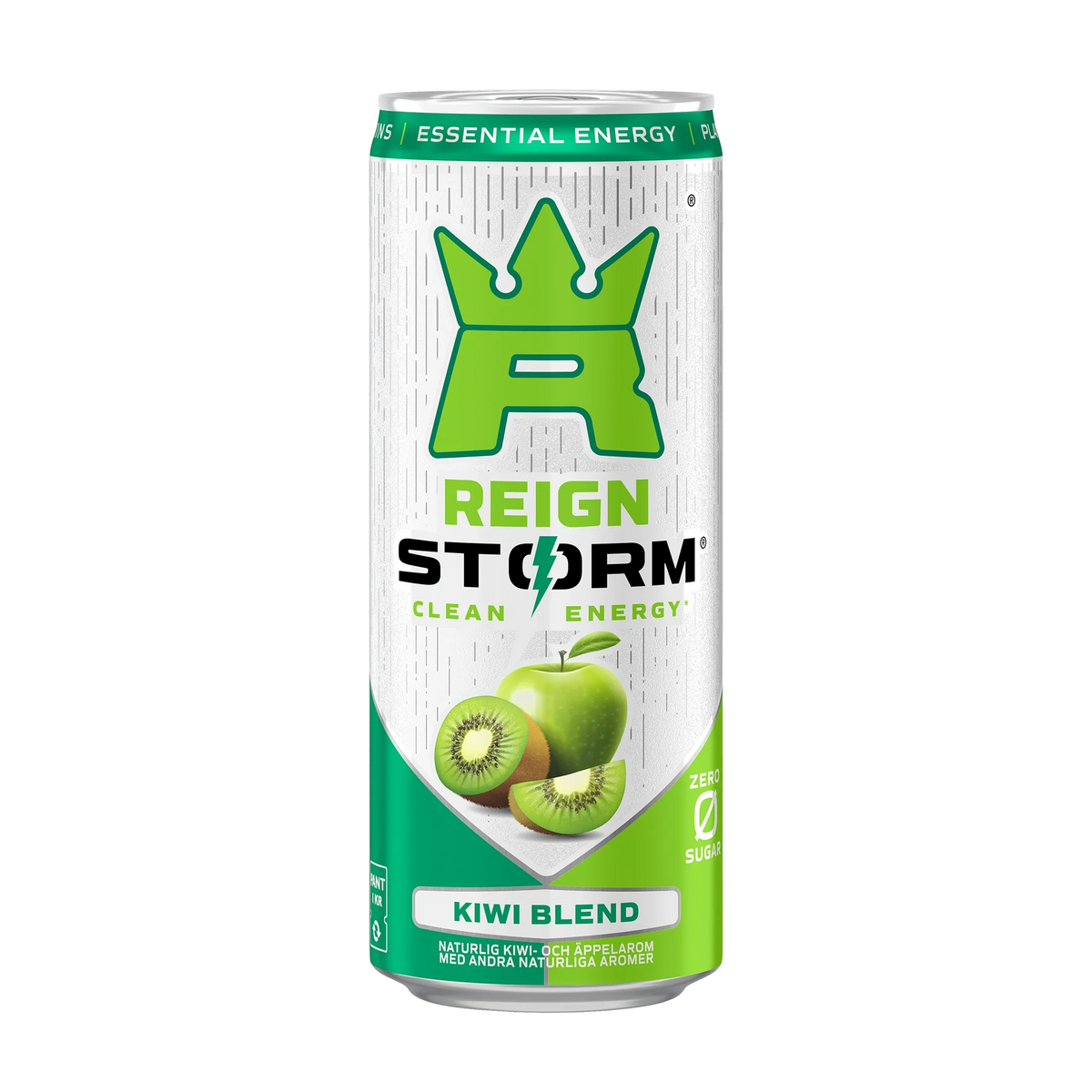 Reign Storm Energy 355 ml energidryck i en vit och grön burk för smaken Kiwi Blend., bild 3 av 5