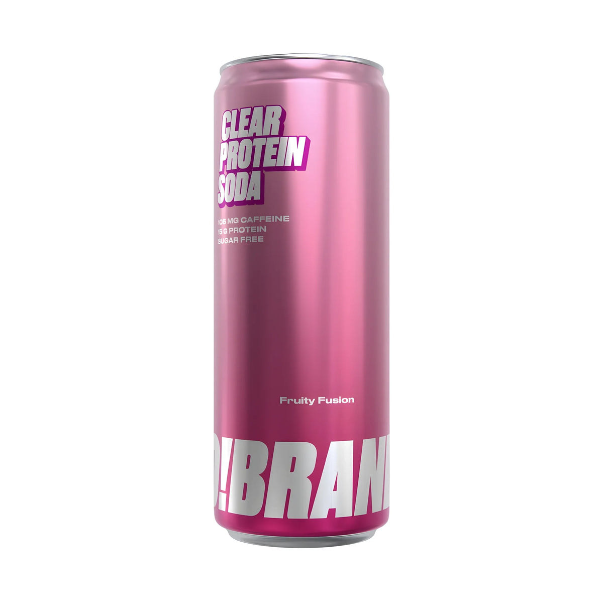 Pro Brands Clear Protein Soda 330 ml i en rosa burk för smaken Fruity Fusion., bild 1 av 3