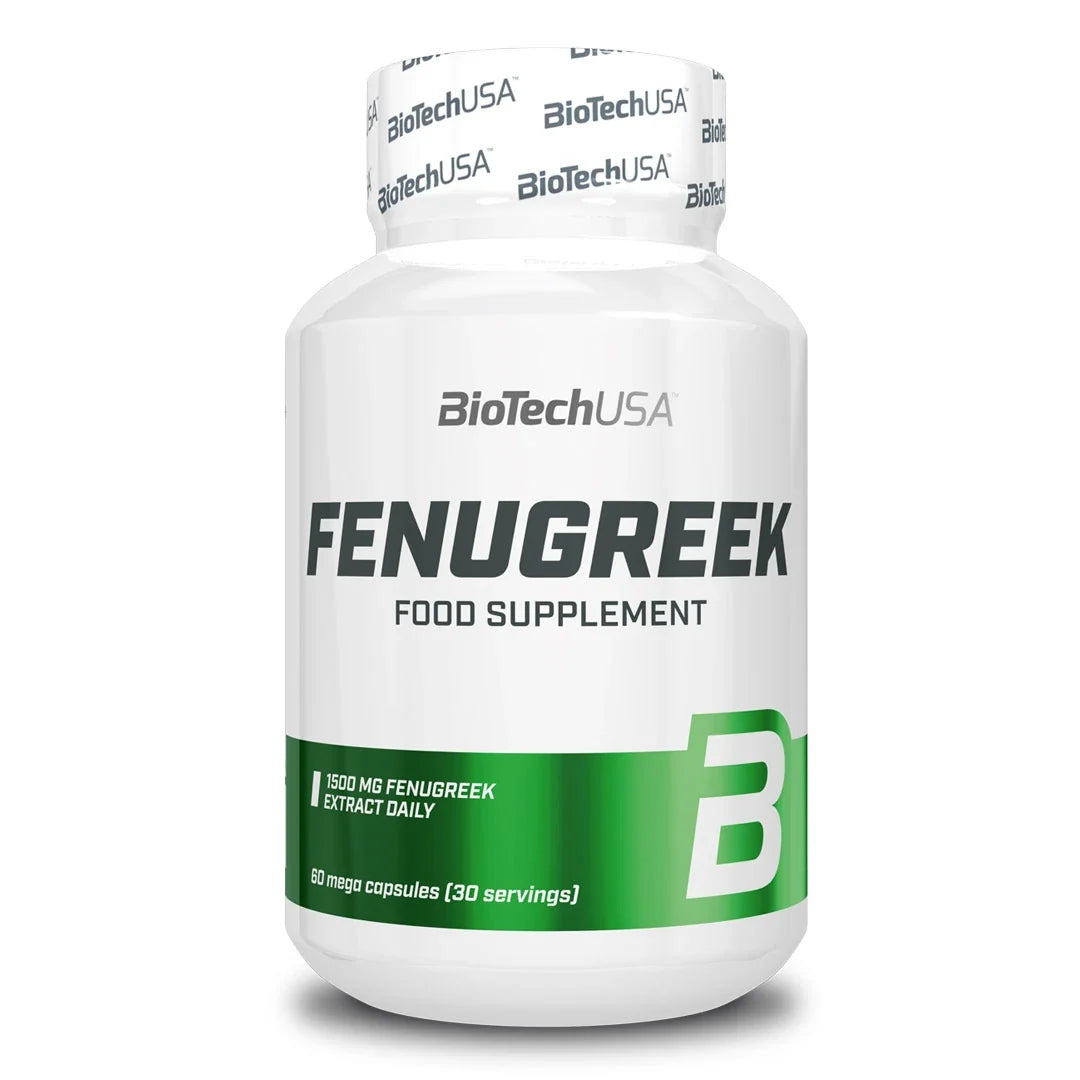 BioTechUSA Fenugreek 60 caps i en vit burk med grön etikett., bild 1 av 1