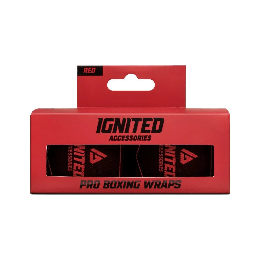 Ignited Boxing Hand Wraps Red 3.5 förpackade i en röd ask med texten Pro Boxing Wraps., bild 1 av 1