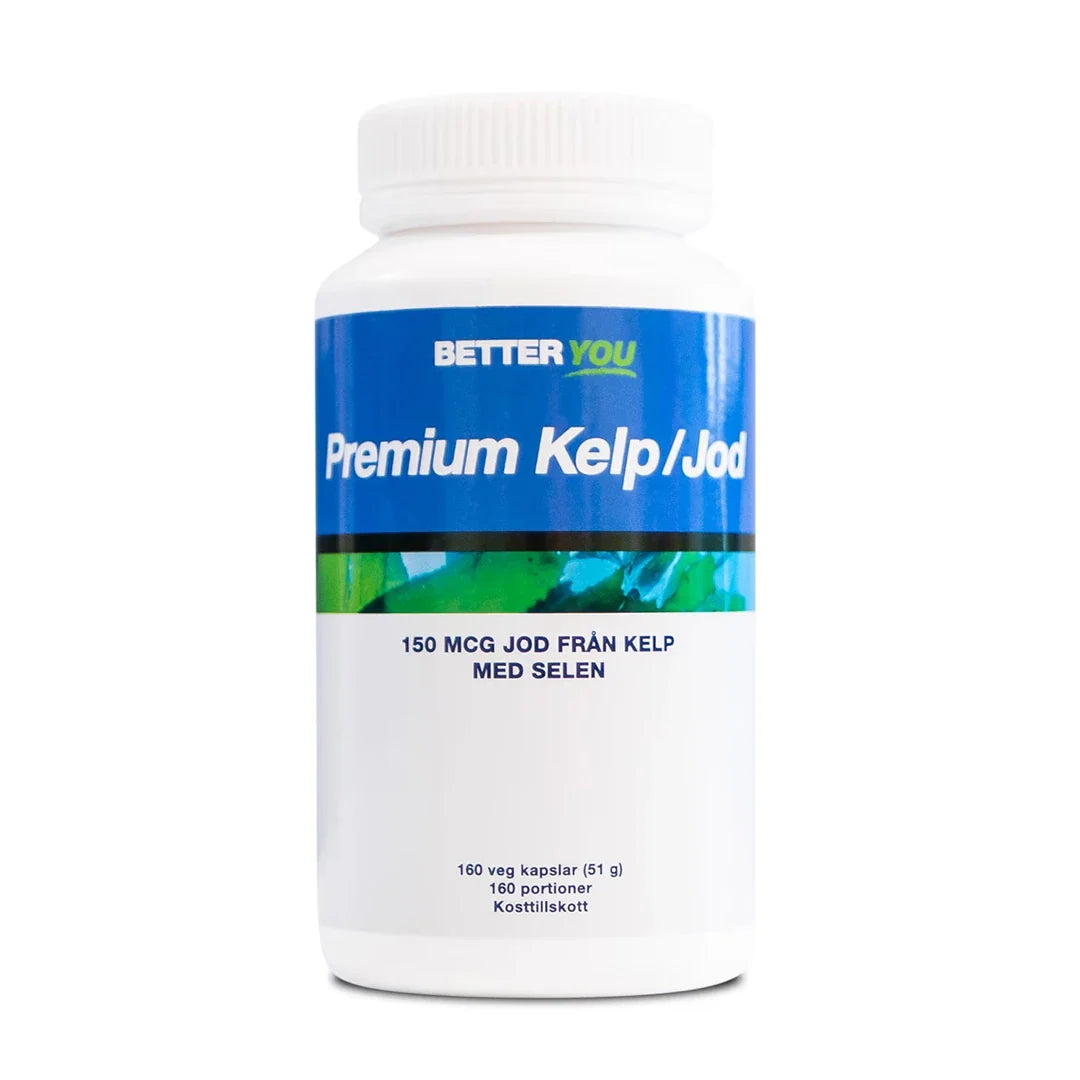 Better You Premium Kelp/Jod - 160 kaps i en vit burk med blå och grön etikett., bild 1 av 1