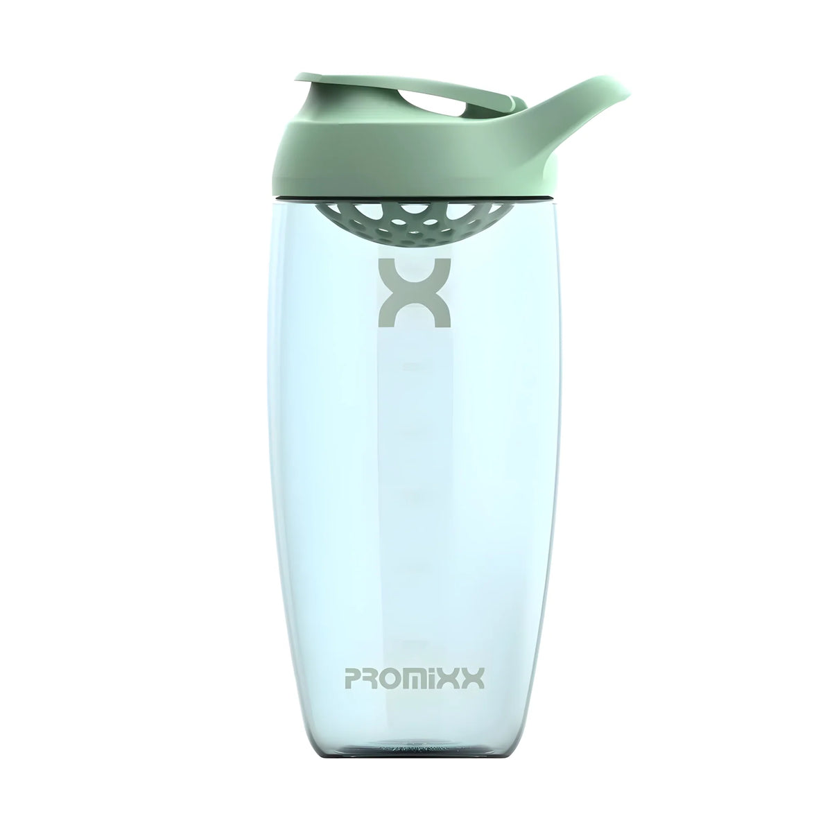 ProMixx Pursuit Shaker Bottle 700 ml i Seagrass Green. Klar shaker med ljusgrönt lock och integrerad agitator., bild 1 av 7