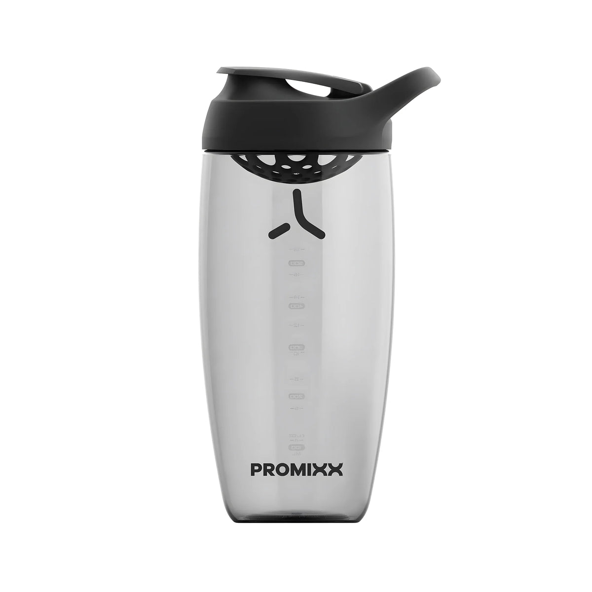 ProMixx Pursuit Shaker Bottle 700 ml i transparent design med svart lock och integrerad agitator., bild 6 av 7