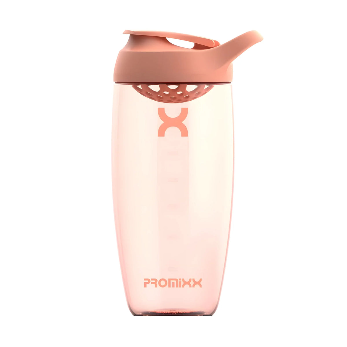 ProMixx Pursuit Shaker Bottle 700 ml är en transparent shakerflaska i färgen Coral Pink med tätslutande lock., bild 7 av 7