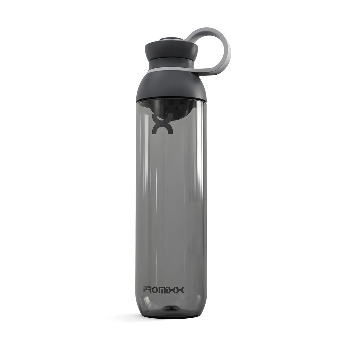 ProMixx Form Hybrid Bottle 760 ml, en transparent grafitgrå shakerflaska med mörkgrått lock och bärloop.