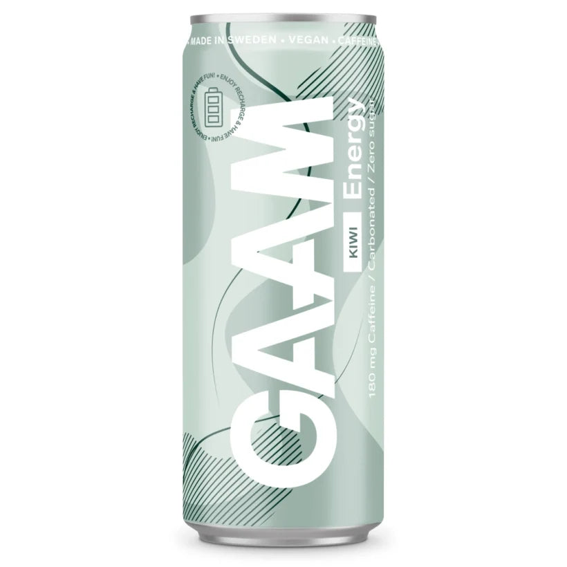 GAAM Energy 330 ml energidryck i en ljusgrön burk med mörkgröna mönster för smaken Kiwi., bild 10 av 11