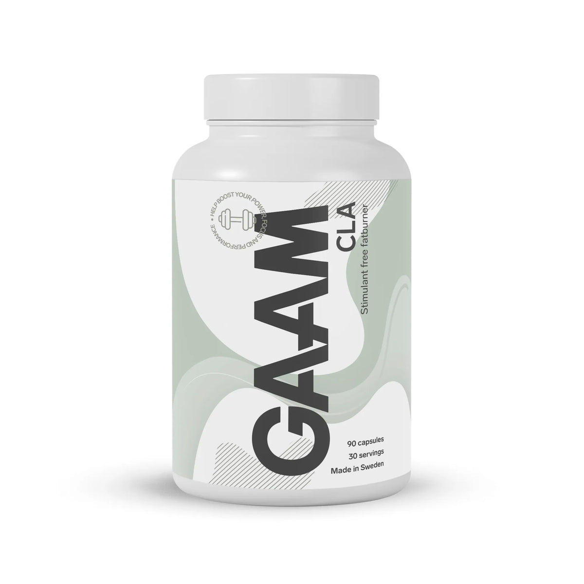 GAAM CLA 90 caps fettförbrännare i kapselform förpackad i en vit plastburk med ljusgröna detaljer., bild 1 av 1