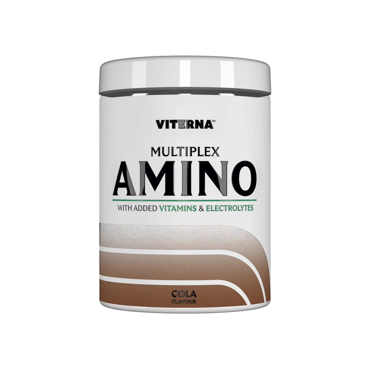 Viterna Multiplex Amino 400 g aminosyror i en vit burk med gröna detaljer i smaken Cola., bild 9 av 9