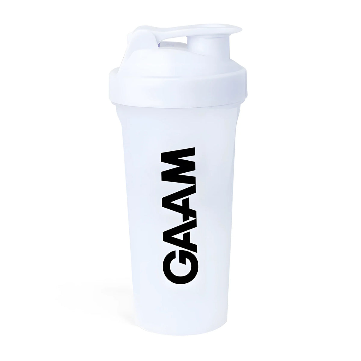 GAAM Shaker 800 ml i vit färg med vitt skruvlock och svart GAAM-logotyp., bild 4 av 5
