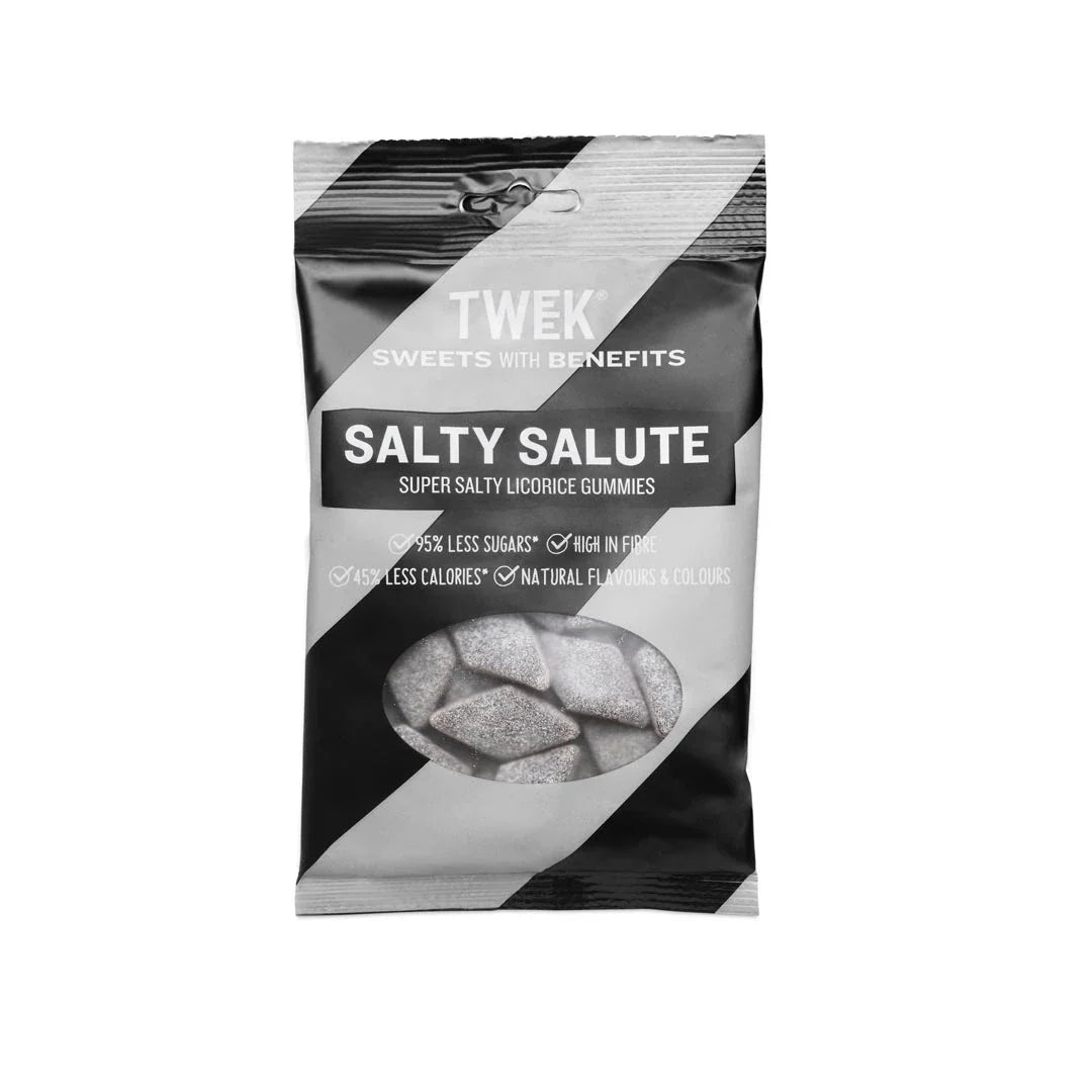Tweek Sweets 80 g godis i en svart- och vitrandig påse för smaken Salty Salute., bild 7 av 7