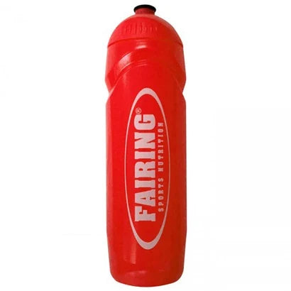 Fairing Vattenflaska 750 ml i röd färg med vit logotyp och praktisk push and pull-kapsyl för träning., bild 1 av 1