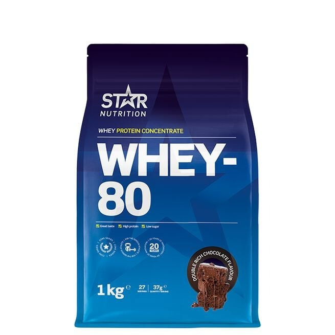 Whey-80 Vassleprotein, 1kg Double Rich Chocolate