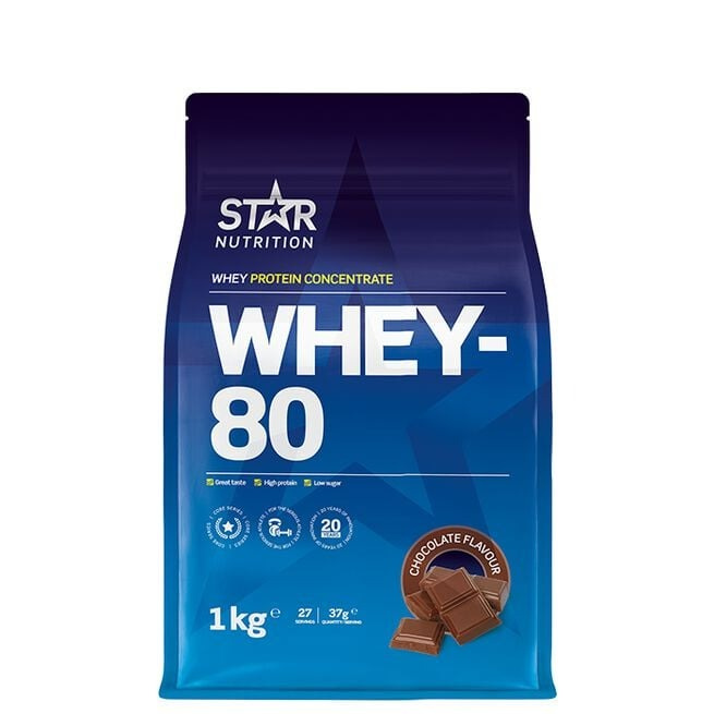 Whey-80 Vassleprotein, 1kg Chocolate
